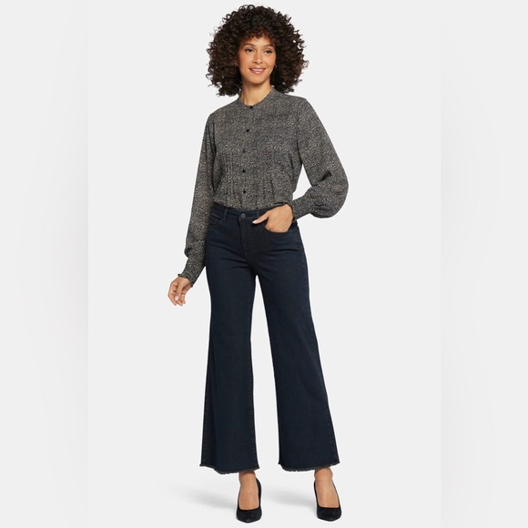 New NYDJ Teresa Wide Leg Ankle Jeans Frayed Hem Huntley Blue Women’s Size 12 NWT - Picture 1 of 10